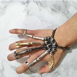Skeleton Hand Bracelet in Silver and Gold